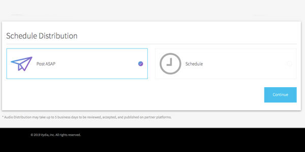 Vydia Audio Distribution Step 13